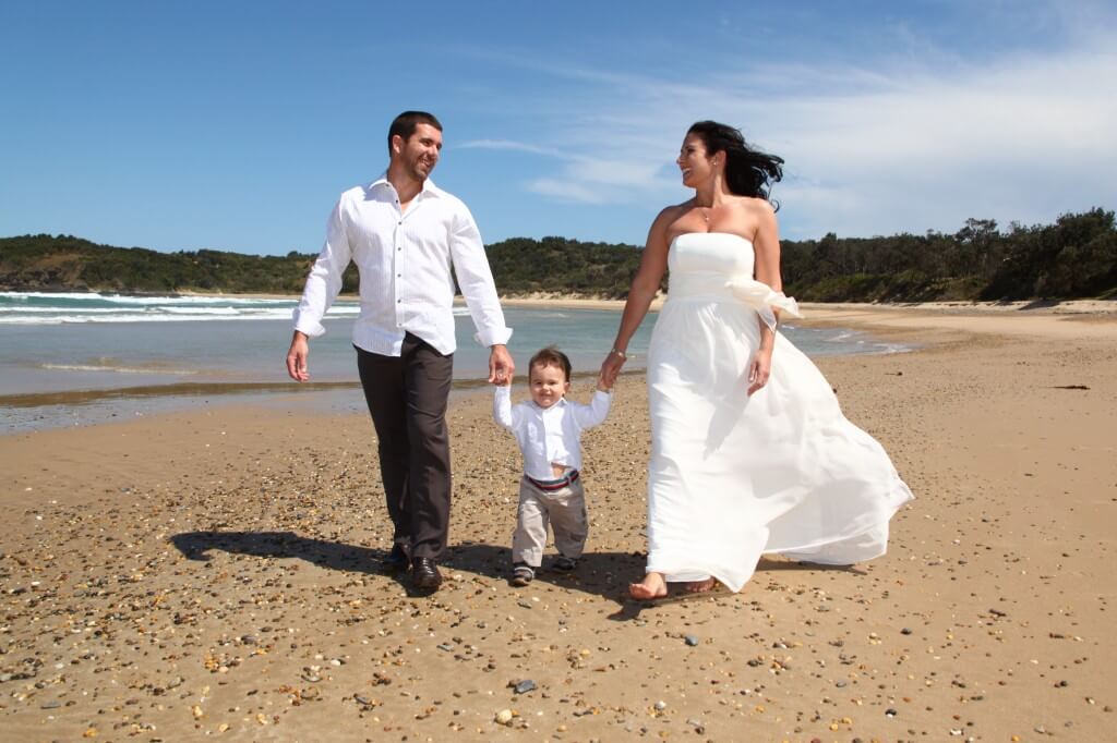 Eloped- Couple with son on Diggers Beach